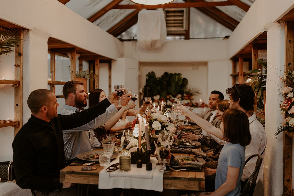Wedding Reception Dinner in Greenhouse